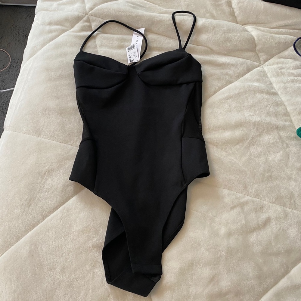 Black top shop bodysuit. Mesh sides